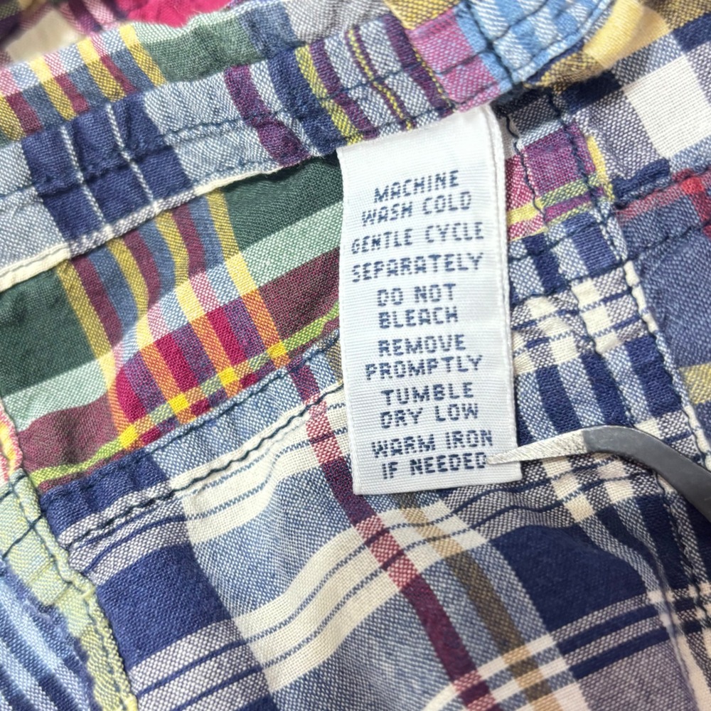 VTG Polo Ralph Lauren Patchwork Button Down Shirt Madras Multicolor Preppy XL - Picture 4 of 12